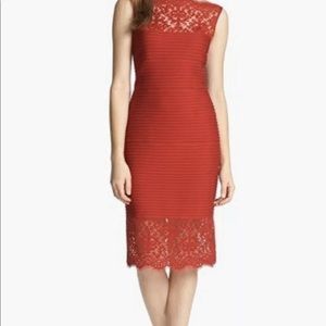 Tadashi Soji- lace red dress- size large